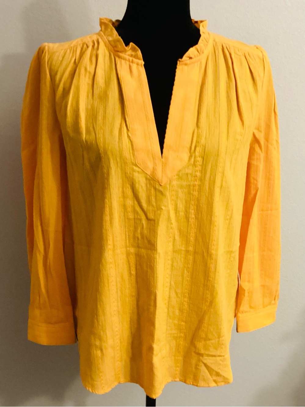 LOFT Women's Yellow V-Neck Peasant Blouse  NWT